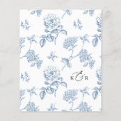 Elegant Blue Floral Modern Script Wedding Menu (Dos)