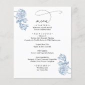 Elegant Blue Floral Modern Script Wedding Menu (Devant)