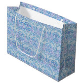 Elegant Blue Floral Pattern Groot Cadeauzakje (Voorkant Gekanteld)