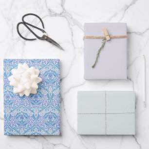 Elegant Blue Floral Pattern Inpakpapier Vel