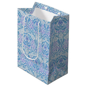 Elegant Blue Floral Pattern Medium Cadeauzakje