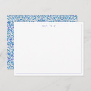 Elegant Blue Floral Pattern Notitiekaartje