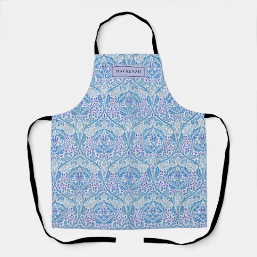 Elegant Blue Floral Pattern Schort (Voorkant)