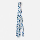 Elegant Blue Floral Pattern voor bruiloften Stropdas (Voorkant)