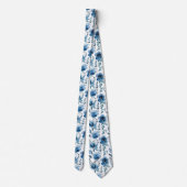 Elegant Blue Floral Pattern voor bruiloften Stropdas (Achterkant)