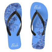 Elegant Blue Floral Pattern Wedding Bride Teenslippers (Voetbed)