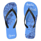Elegant Blue Floral Pattern Wedding Teenslippers (Voetbed)