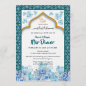 Elegant Blue Floral Ramadan Iftar Invitation (Devant)