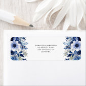 Elegant Blue Floral Return Address Etiket (Insitu)
