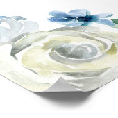 Elegant Blue Floral Spring Baby shower Welkom Poster (Hoek)