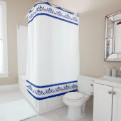 Elegant Blue Floral Vector op wit Douchegordijn (In situ)