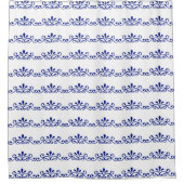 Elegant Blue Floral Vector Pattern on White Douchegordijn (Voorkant)