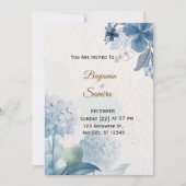 Elegant Blue Floral Watercolor Wedding Invitation  (Devant)