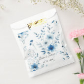 Elegant Blue Floral Wedding Bedankzakje (Gezegeld)