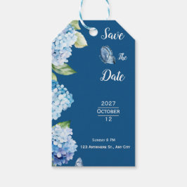 Elegant Blue Floral Wedding Cadeaulabel
