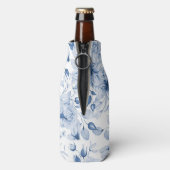 Elegant Blue Floral Wedding Flesjeskoeler (Fles Achterkant)