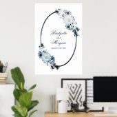 Elegant Blue Floral Wedding Hoop Poster (Thuiskantoor)