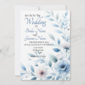 Elegant Blue Floral Wedding Invitation (Devant)