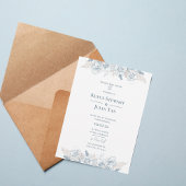 Elegant Blue Floral Wedding Invitation