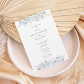 Elegant Blue Floral Wedding Invitation