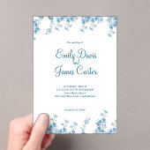 Elegant Blue Floral Wedding Invitation Acryl Uitnodigingen (Insitu (Draagbaar))