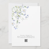 Elegant Blue Floral Wedding Invitation Kaart (Achterkant)