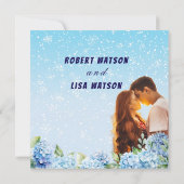 Elegant Blue Floral Wedding Kaart (Achterkant)