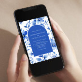 Elegant Blue Floral Wedding Kaart