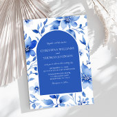 Elegant Blue Floral Wedding Kaart