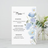 Elegant Blue Floral Wedding Menu (Debout devant)