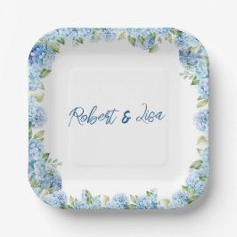 Elegant Blue Floral wedding Papieren Bordje