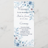 Elegant Blue Floral Wedding Programma (Voorkant)