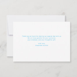 Elegant Blue Floral Wedding Thank You Card RSVP Kaartje