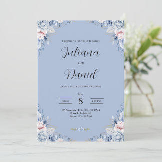 Elegant Blue Floral Wedding Tropical wedding  Kaart