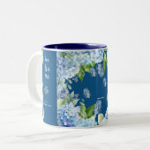 Elegant Blue Floral Wedding Tweekleurige Koffiemok (Voorkant links)