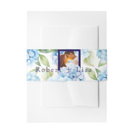 Elegant Blue Floral Wedding  Uitnodigingen Wikkel