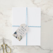 Elegant Blue Floral Winter Wedding Cadeaulabel (Met Touw)
