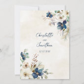 Elegant Blue Floral Winter Wedding Invitations (Dos)