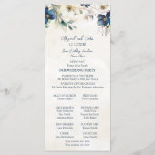 Elegant Blue Floral Winter Wedding Program Programma (Achterkant)