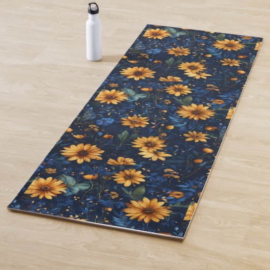 Elegant Blue Floral Yogamat (In situ)