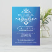 Elegant Blue Flourish Rehearsal Dinner Kaart (Staand voorkant)