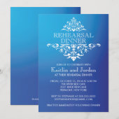 Elegant Blue Flourish Rehearsal Dinner Kaart (Voorkant / Achterkant)