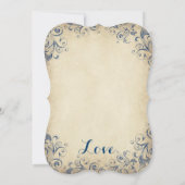 Elegant Blue Flourish Wedding Invitations Kaart (Achterkant)