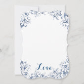 Elegant Blue Flourish Wedding Invitations Kaart (Achterkant)