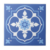 Elegant Blue Flower Accent Azulejo Tegeltje (Voorkant)