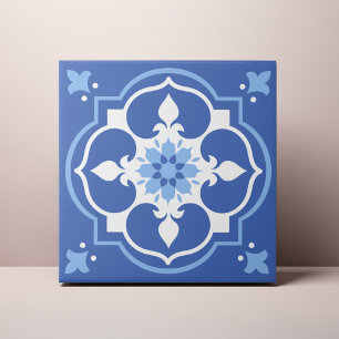 Elegant Blue Flower Accent Azulejo Tegeltje