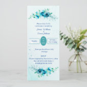 Elegant Blue Flower Wedding Invitation Kaart (Staand voorkant)
