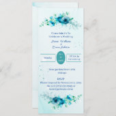 Elegant Blue Flower Wedding Invitation Kaart (Voorkant / Achterkant)