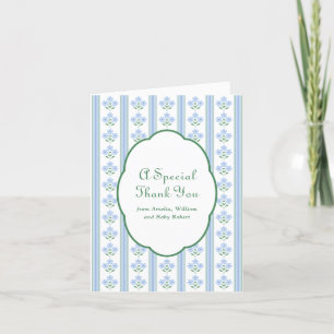 Elegant Blue Flowers Baby shower Dank u Bedankkaart