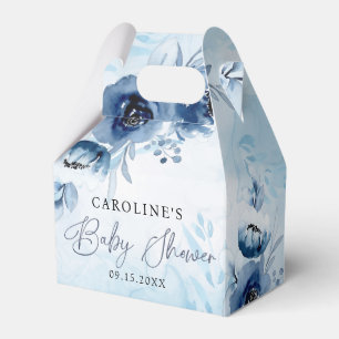 Elegant Blue Flowers Boy Baby shower Bedankdoosjes